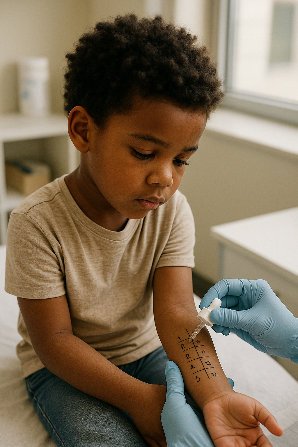 Child getting allergy tested